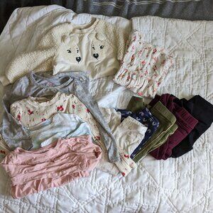 Lot of warm 3T+ leggings, long sleeve shirts, dress / fall winter wardrobe